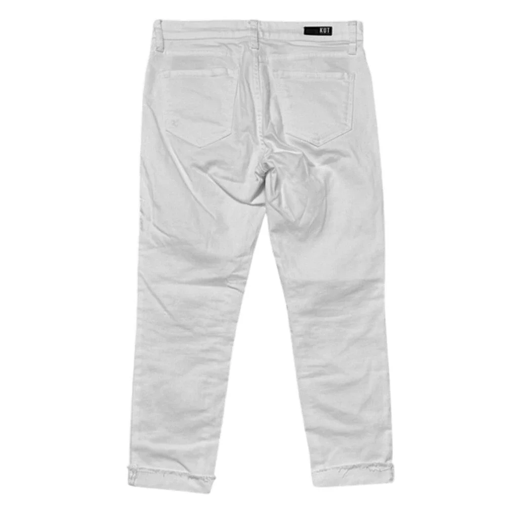 Kut From The Kloth Amy Distressed Cropped Straight Leg‎ White Women Size 4